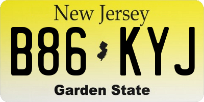 NJ license plate B86KYJ