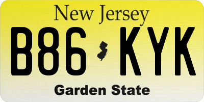 NJ license plate B86KYK