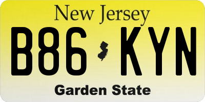 NJ license plate B86KYN