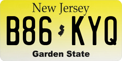 NJ license plate B86KYQ