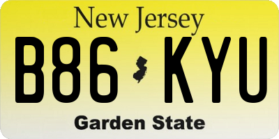 NJ license plate B86KYU