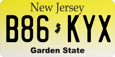 NJ license plate B86KYX