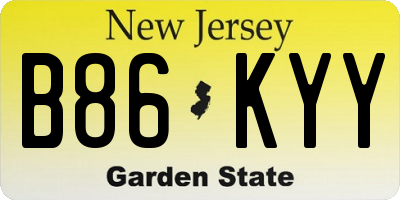 NJ license plate B86KYY