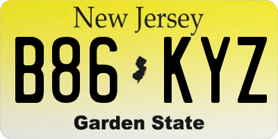NJ license plate B86KYZ