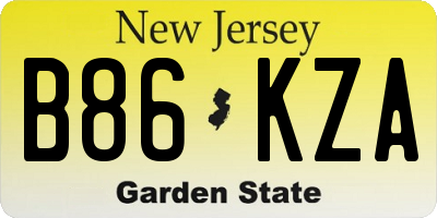 NJ license plate B86KZA