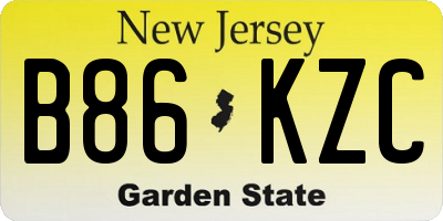 NJ license plate B86KZC