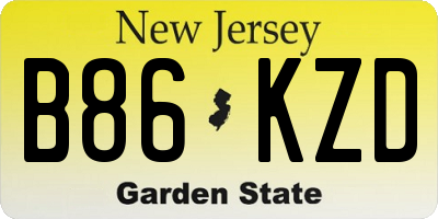 NJ license plate B86KZD