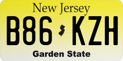 NJ license plate B86KZH