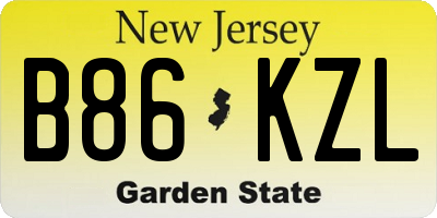 NJ license plate B86KZL