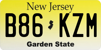 NJ license plate B86KZM