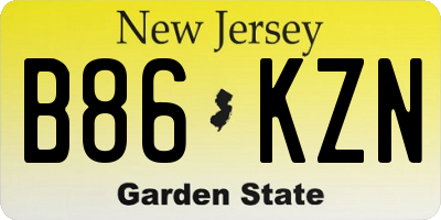 NJ license plate B86KZN