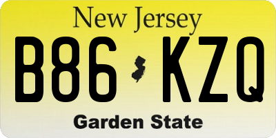 NJ license plate B86KZQ