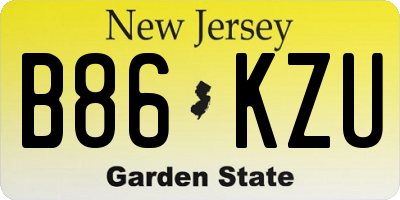 NJ license plate B86KZU