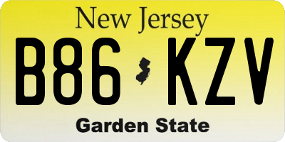 NJ license plate B86KZV