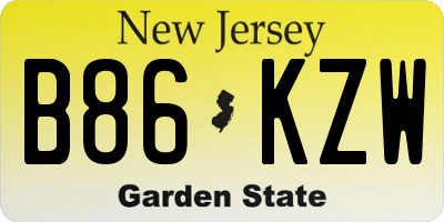 NJ license plate B86KZW