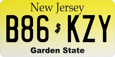 NJ license plate B86KZY