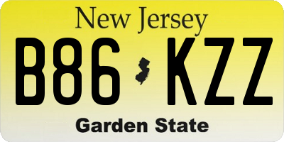NJ license plate B86KZZ