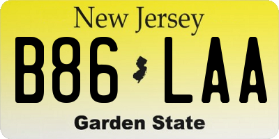 NJ license plate B86LAA