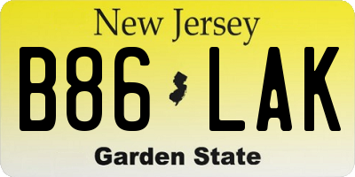 NJ license plate B86LAK