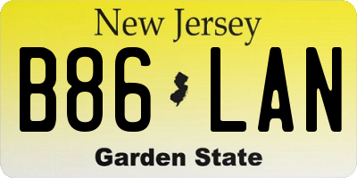 NJ license plate B86LAN