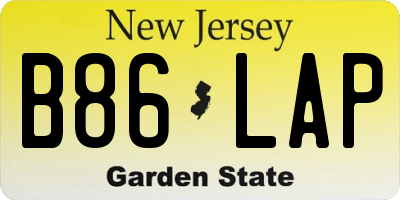 NJ license plate B86LAP