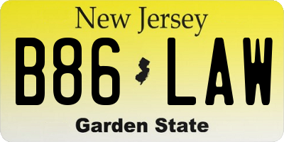 NJ license plate B86LAW