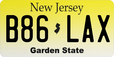 NJ license plate B86LAX