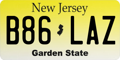 NJ license plate B86LAZ