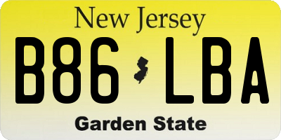 NJ license plate B86LBA