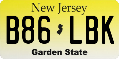 NJ license plate B86LBK