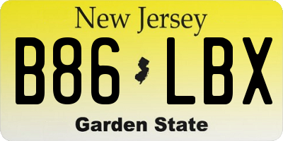 NJ license plate B86LBX