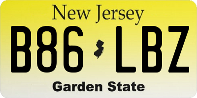 NJ license plate B86LBZ
