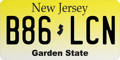 NJ license plate B86LCN