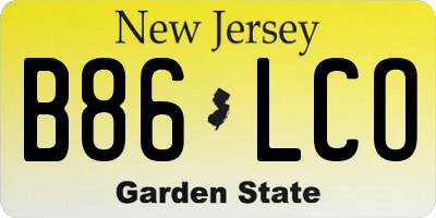 NJ license plate B86LCO