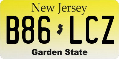 NJ license plate B86LCZ