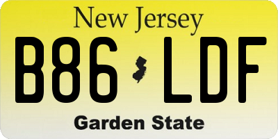 NJ license plate B86LDF