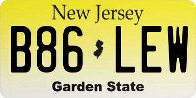 NJ license plate B86LEW