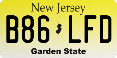 NJ license plate B86LFD