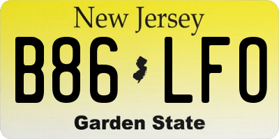 NJ license plate B86LFO