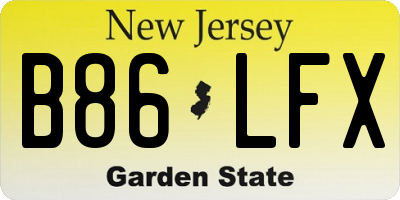 NJ license plate B86LFX