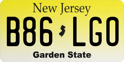 NJ license plate B86LGO