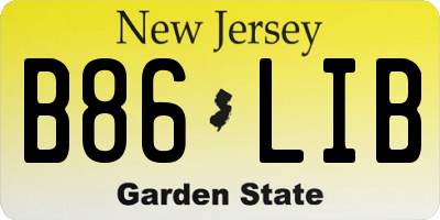 NJ license plate B86LIB