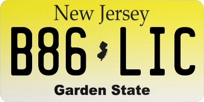 NJ license plate B86LIC