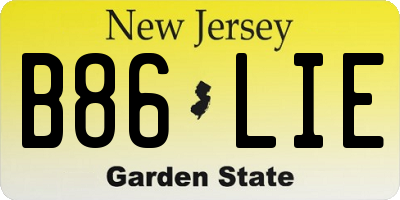NJ license plate B86LIE
