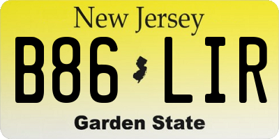 NJ license plate B86LIR