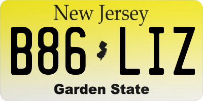 NJ license plate B86LIZ
