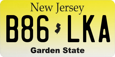 NJ license plate B86LKA