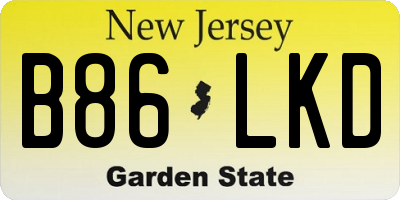 NJ license plate B86LKD