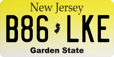 NJ license plate B86LKE