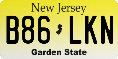 NJ license plate B86LKN
